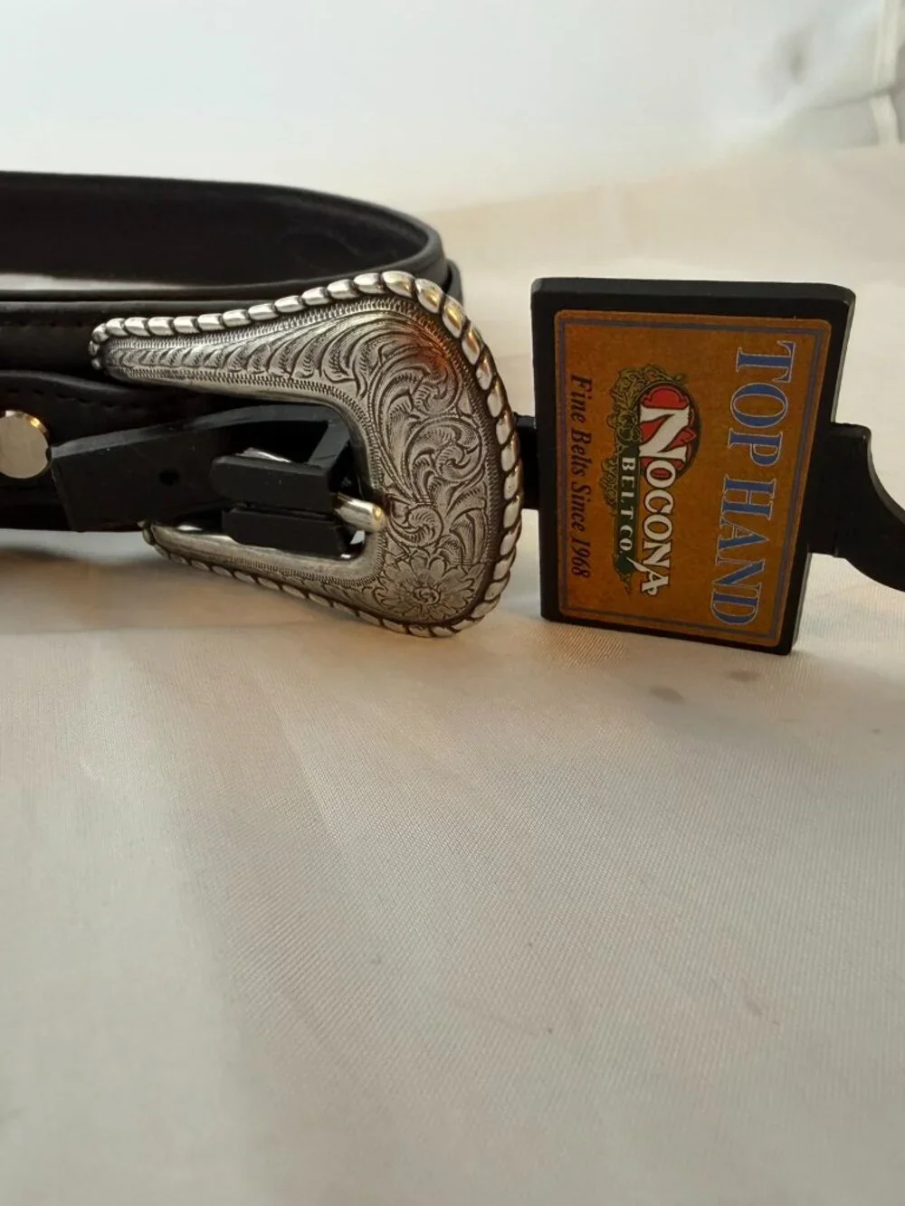 Nocona Men's Top Hand Ranger Arrow Lace Belt Black Leather Size 30 N2476801 NWT